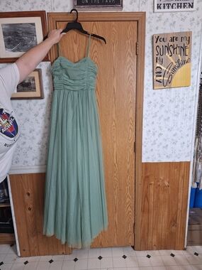City Vibe Mint Green Glitter Tulle Maxi Dress Size 15 Prom Bridesmaid Fairycore